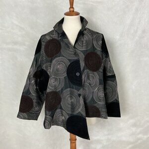 ItemZ Chris Baumgartner Black Circle Embroidery Asymmetrical Jacket